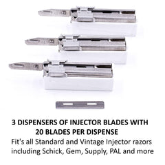 Taconic Shave injector blades fit Parker, Schick, Gem, Pal and more.