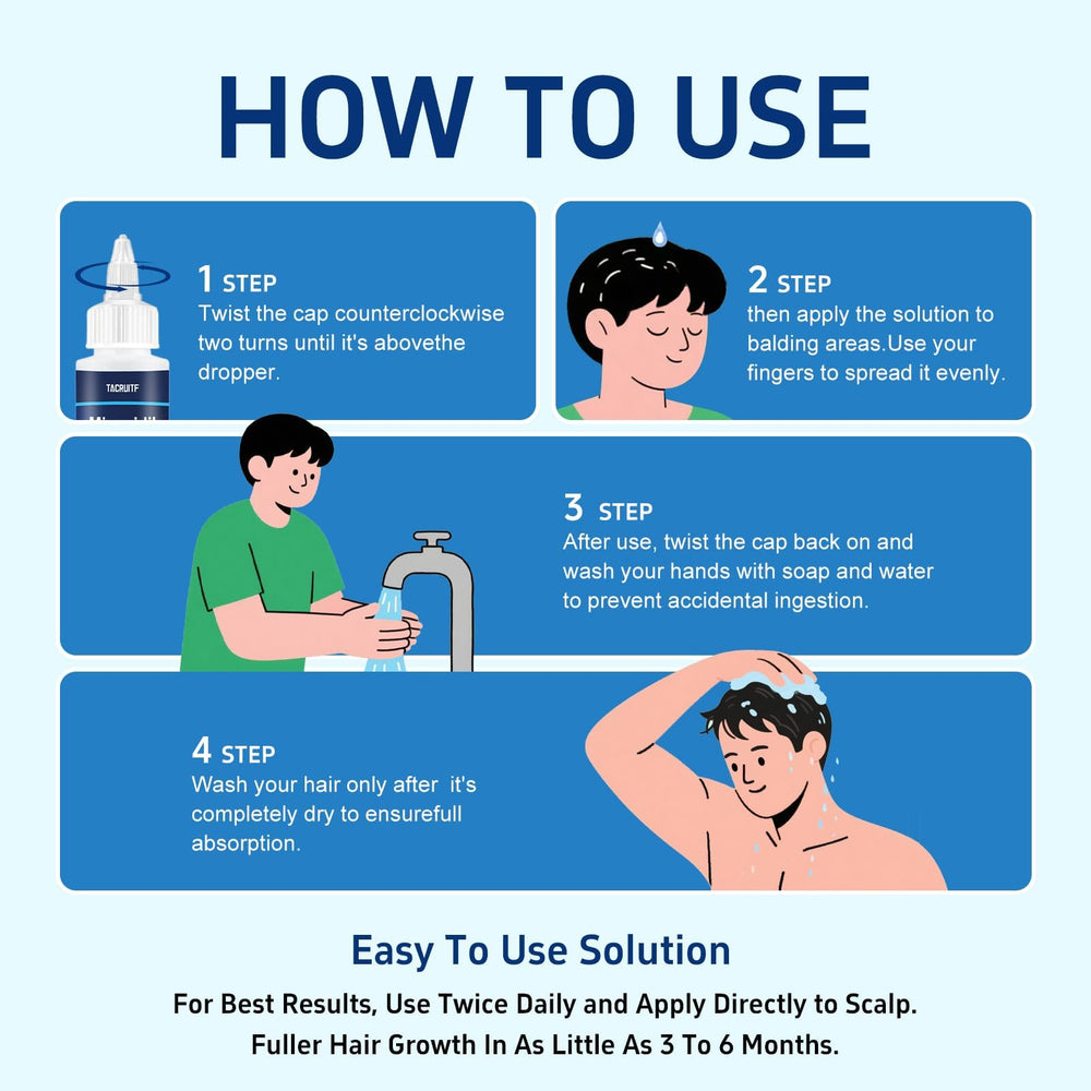 Tacruitf scalp-application close-up demonstrates quick absorption into the scalp.