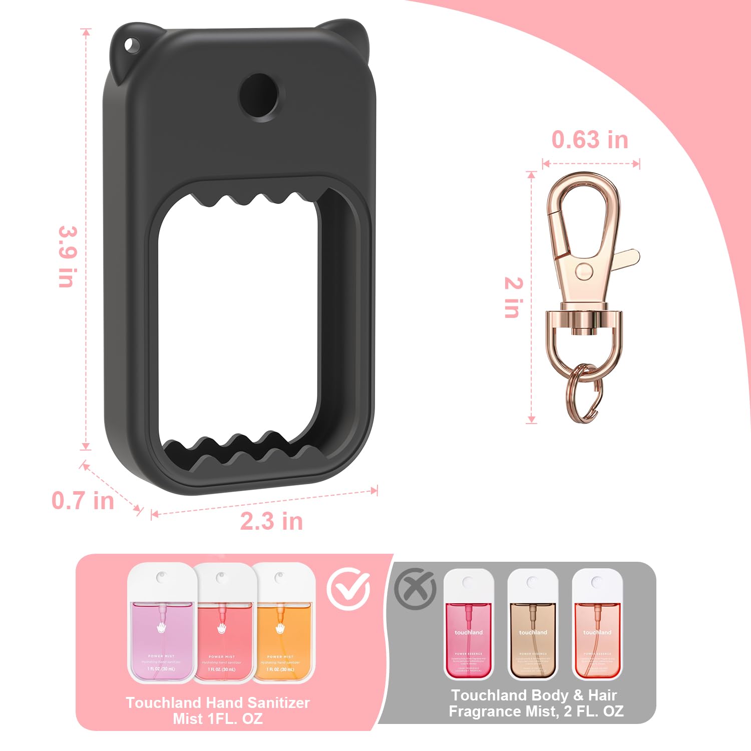 taessv silicone touchland case black with keychain provides durable, convenient attachment