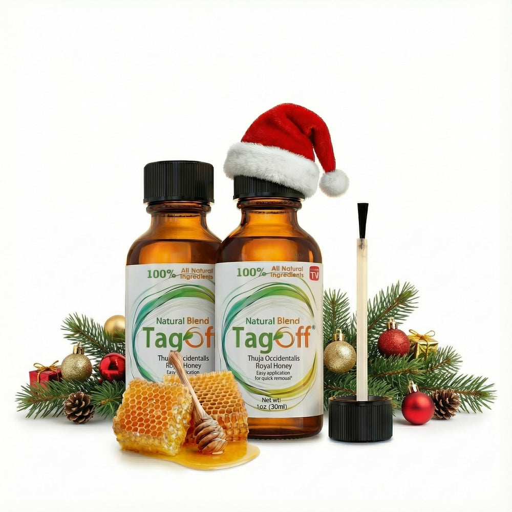 Tag Off Serum bottle with pump demonstrates fast-absorbing hydration.