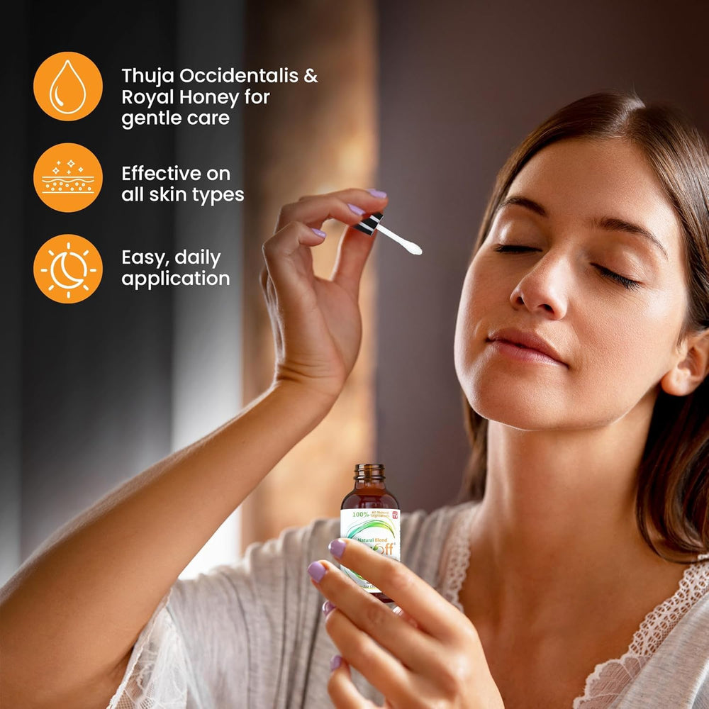 Tag Off Serum castor oil element hints nourishing daily care.