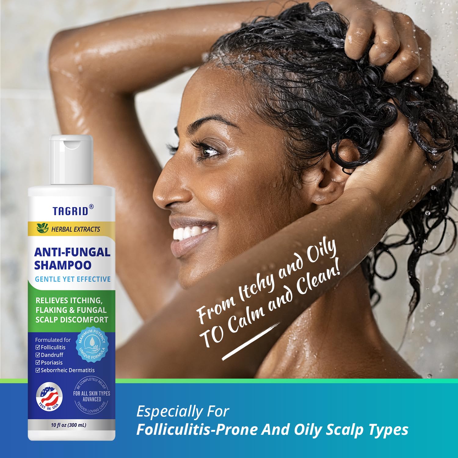 TAGRID anti-fungal shampoo after-use hair feels soft and manageable.