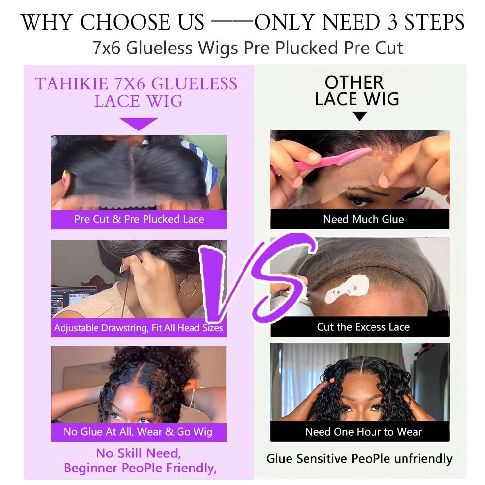 Tahikie glueless wig with preplucked hairline ready to wear