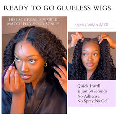 Tahikie HD lace front wig close-up showing natural skin blend