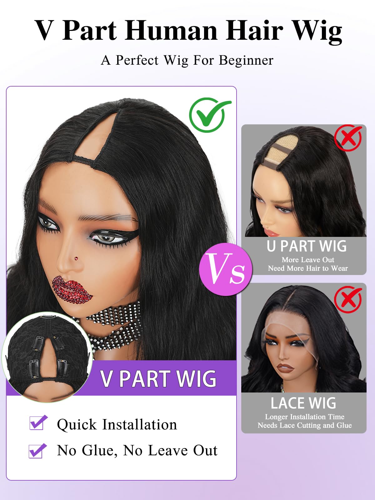Tahikie V Part Wig 3.0 comb grip reduces pulling and pain