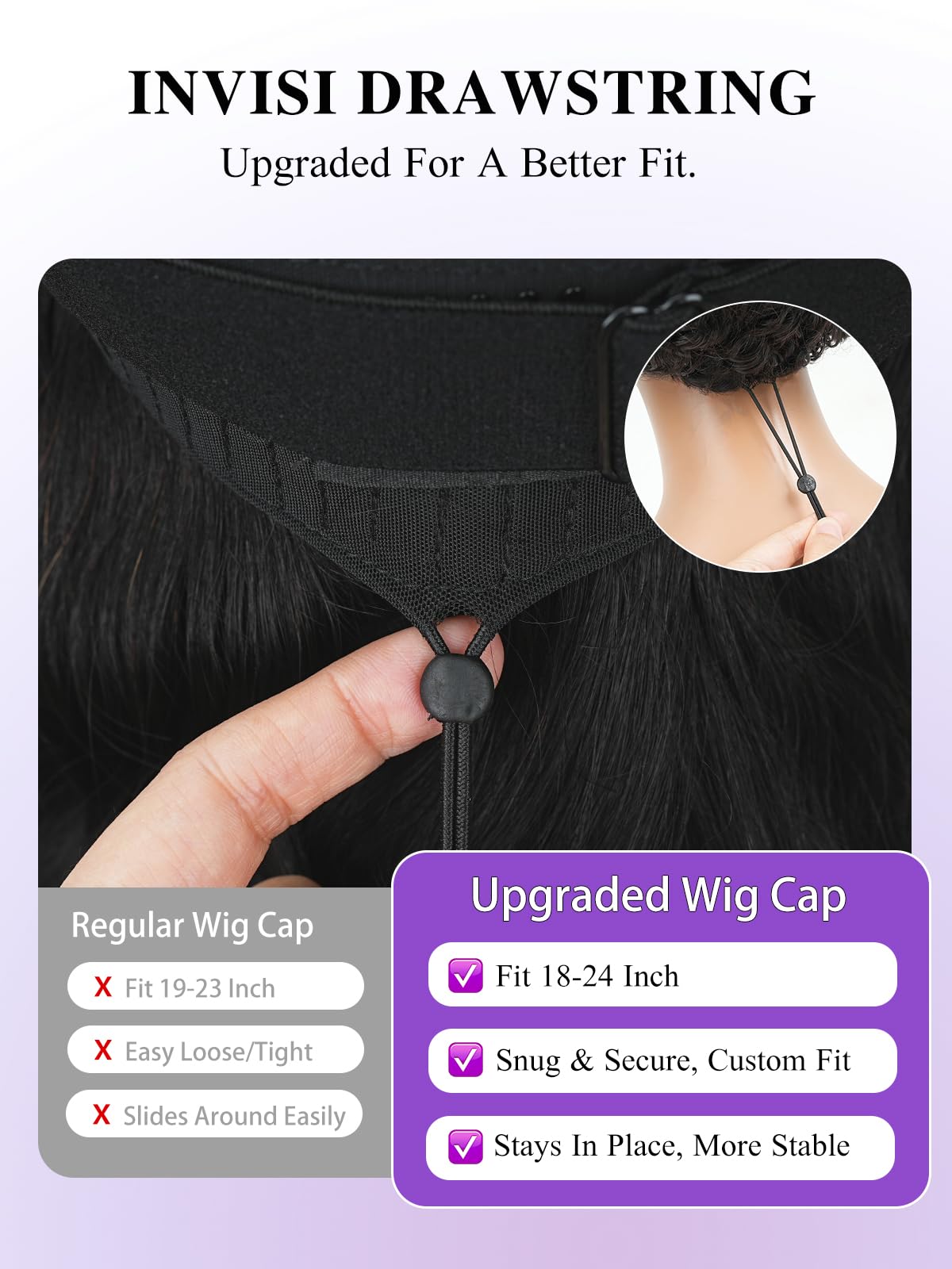 Tahikie V Part Wig no-glue cap for quick wear