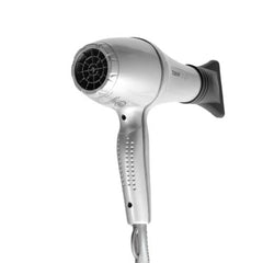 Taiff IonSense Silver hair dryer side view highlighting lightweight design for comfortable styling.