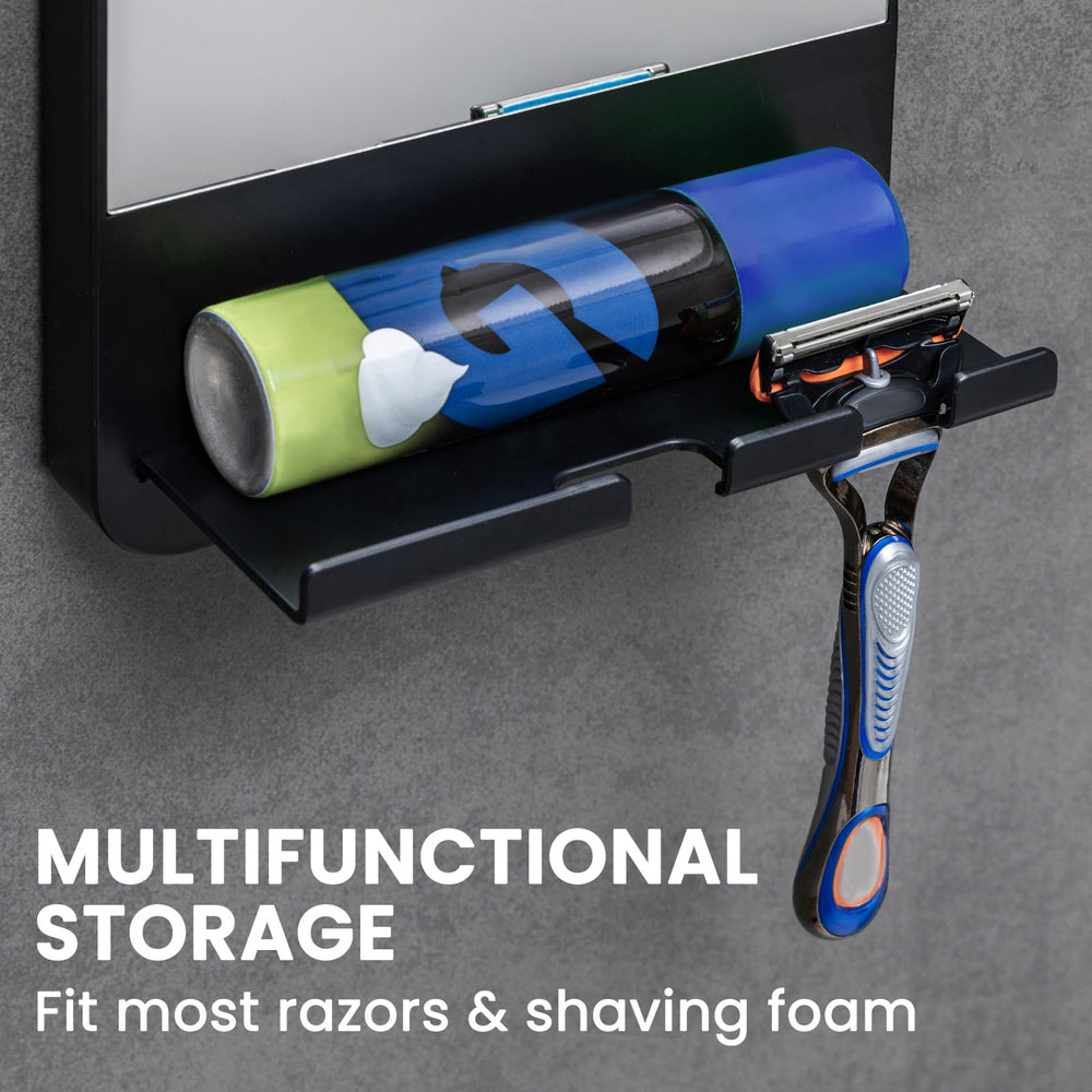TAILI fogless mirror complements modern bathrooms with a sleek black finish.