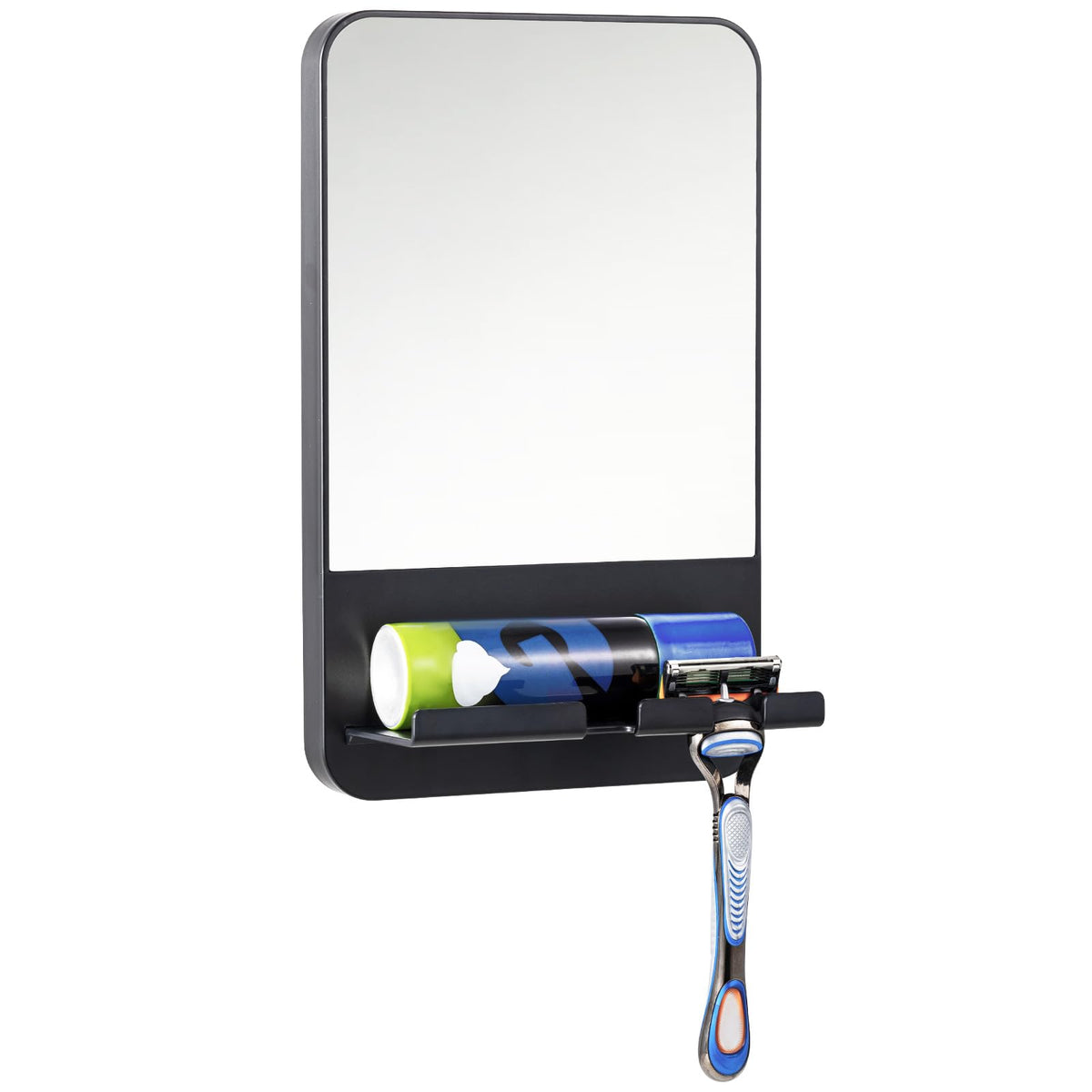 TAILI fogless shower mirror with razor holders keeps in-shower grooming convenient.