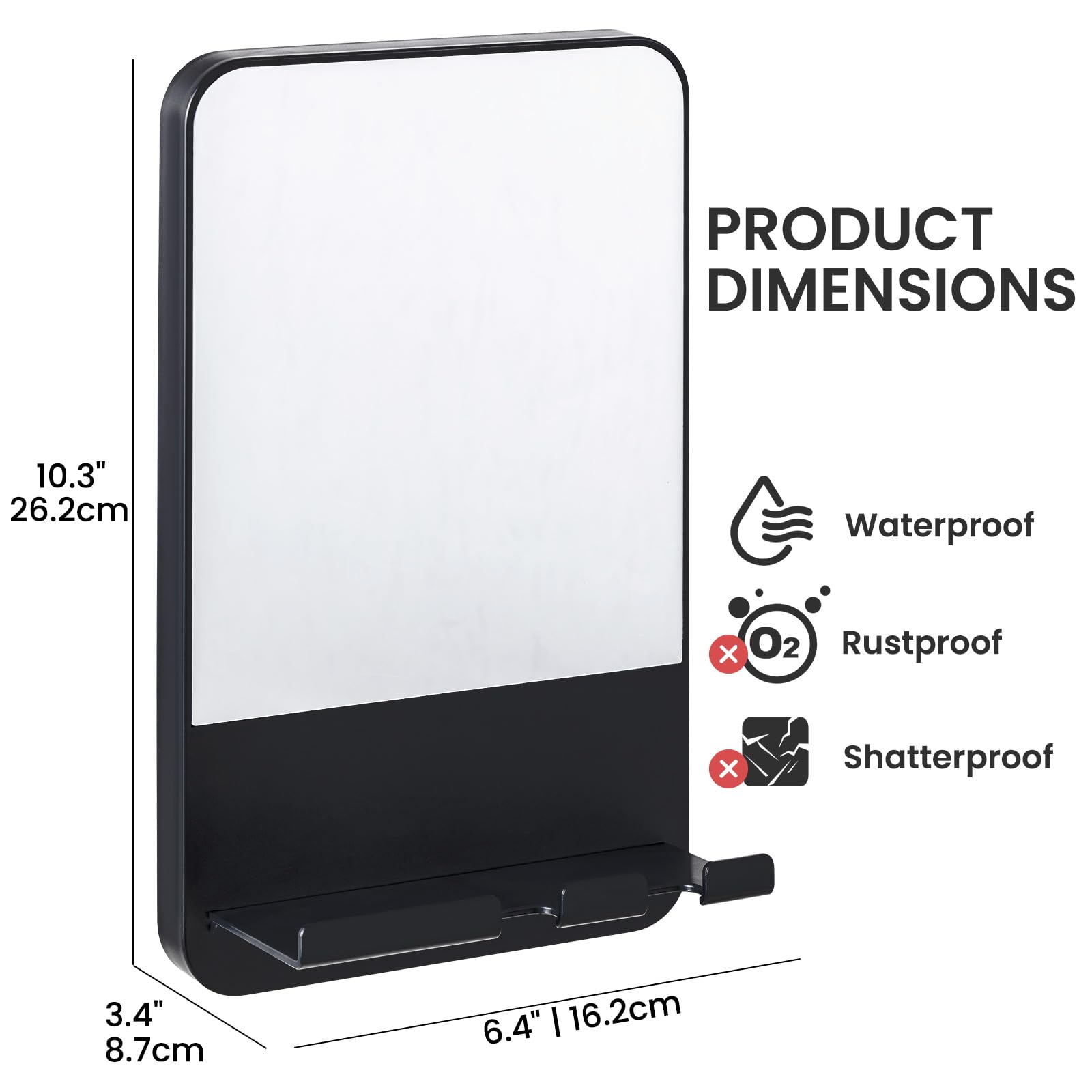 TAILI fogless shower mirror with suction cup adheres firmly on tile for hands-free shaving.