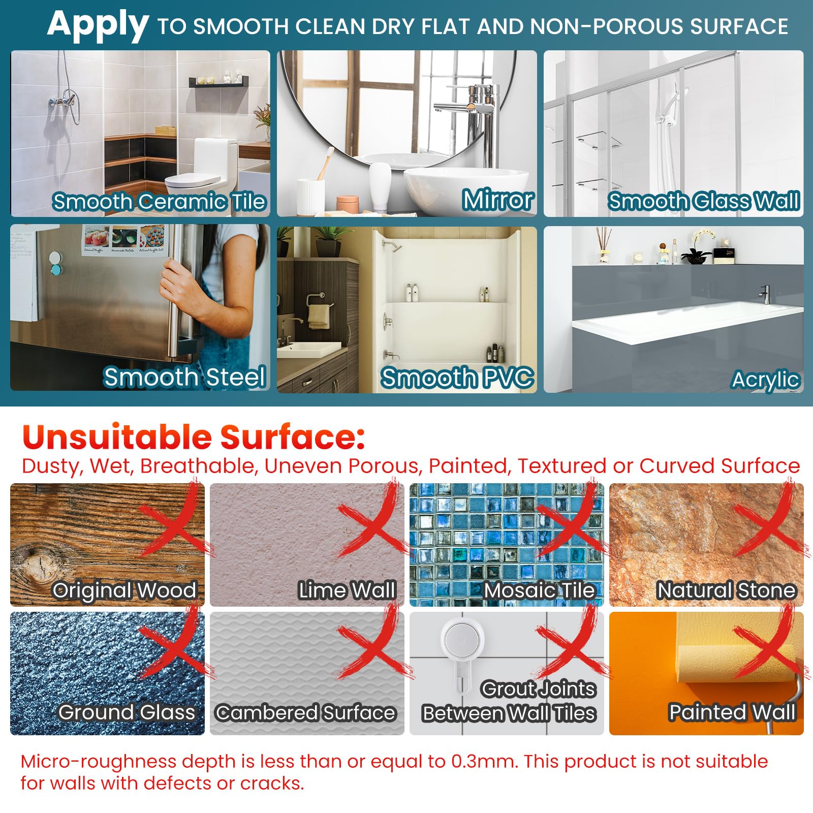 TAILI fogless shower mirror removable without residue