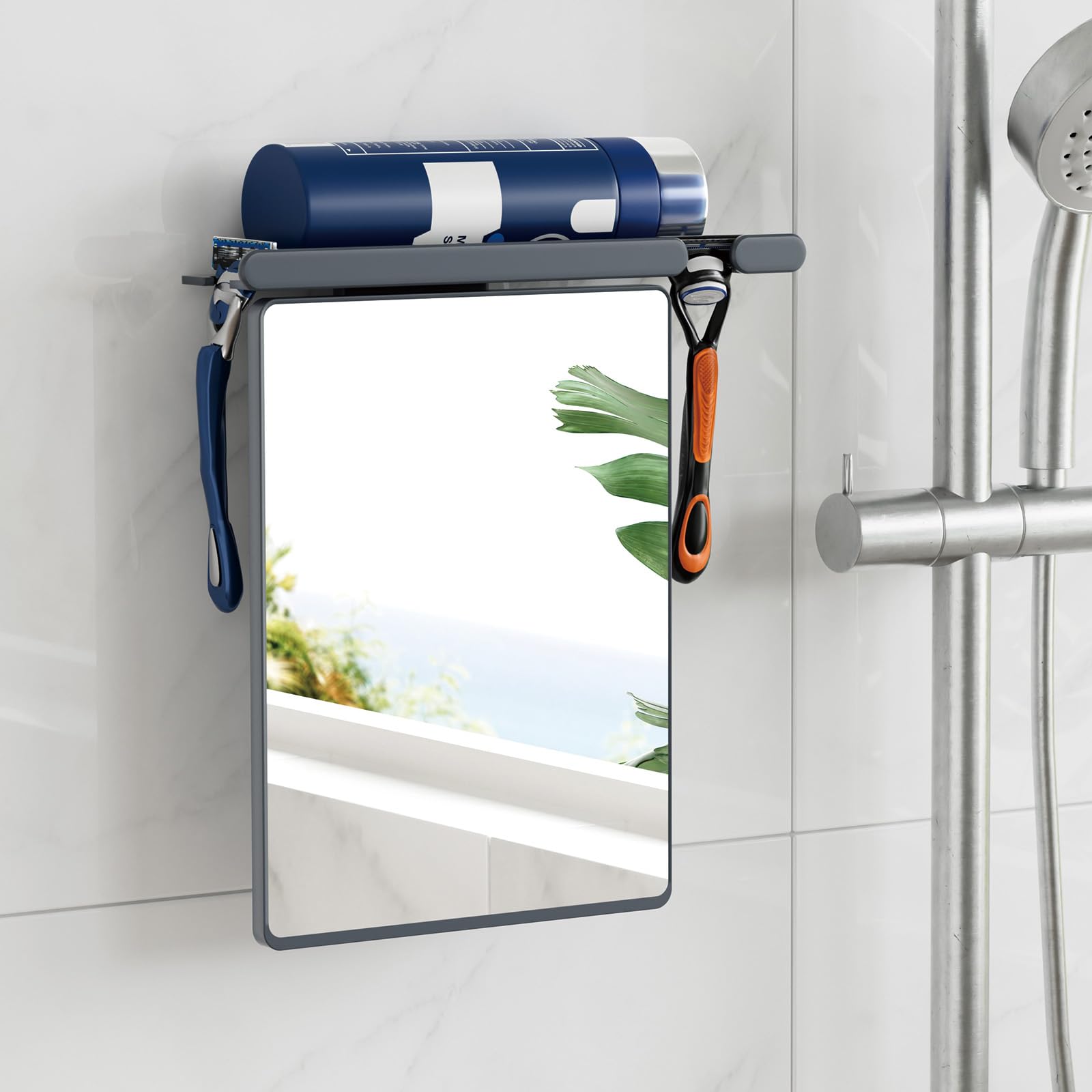 TAILI shower mirror fogless view enables precise shaving in steamy bathrooms.