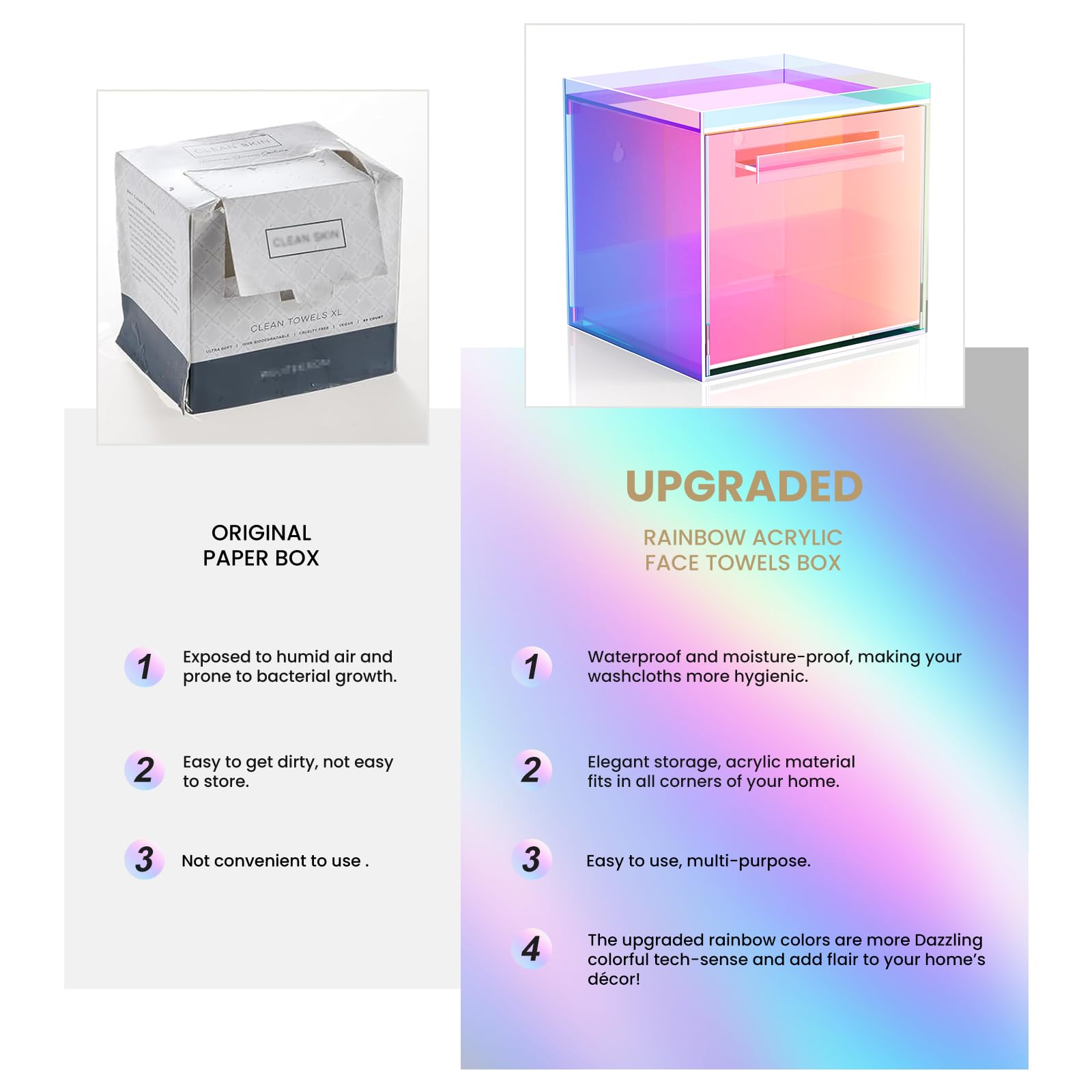 TAINESS Rainbow box with drawer open displaying organized wipes and towels