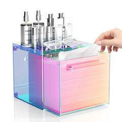 TAINESS Rainbow disposable towels box front view shows easy towel access and neat vanity