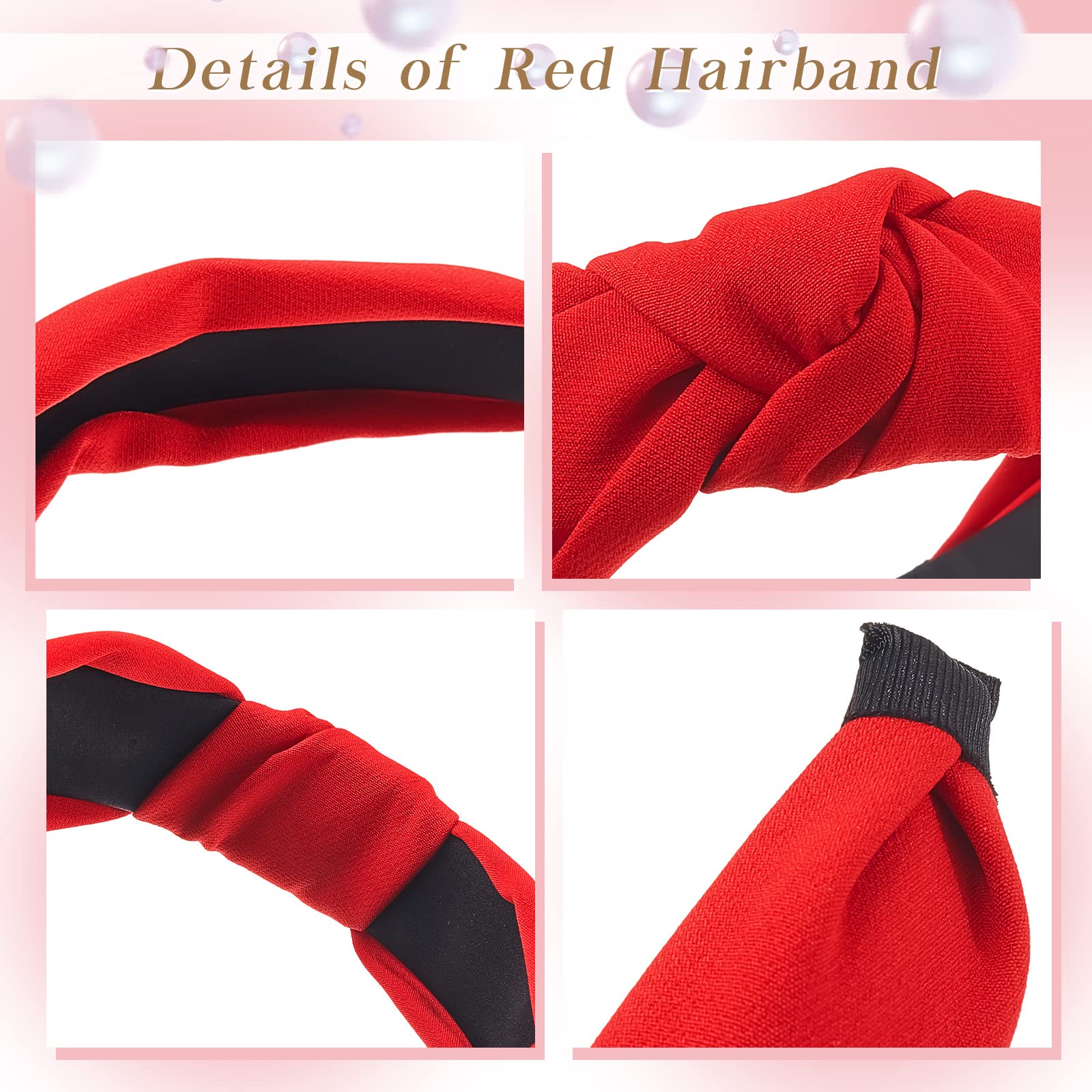Taiyin red headband braided style offers chic texture and soft velvet comfort.