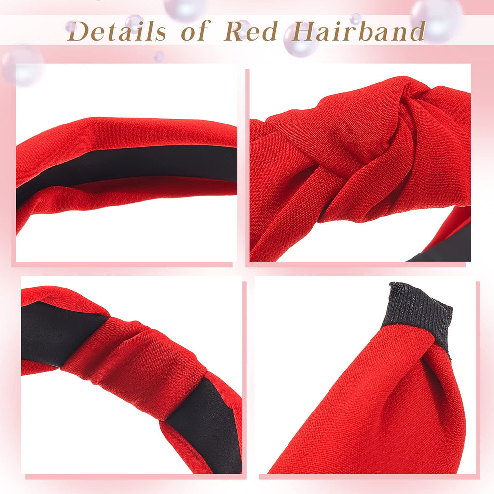 Taiyin red headband braided style offers chic texture and soft velvet comfort.