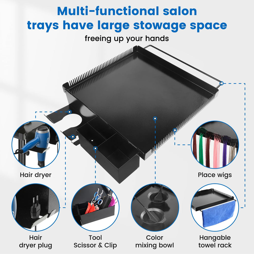 Takeashine rolling salon tray storage platform keeps tools organized during appointments.