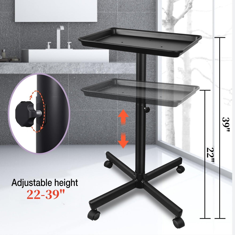 Takeashine salon tray adjustable height highlights customizable work surface for comfort.