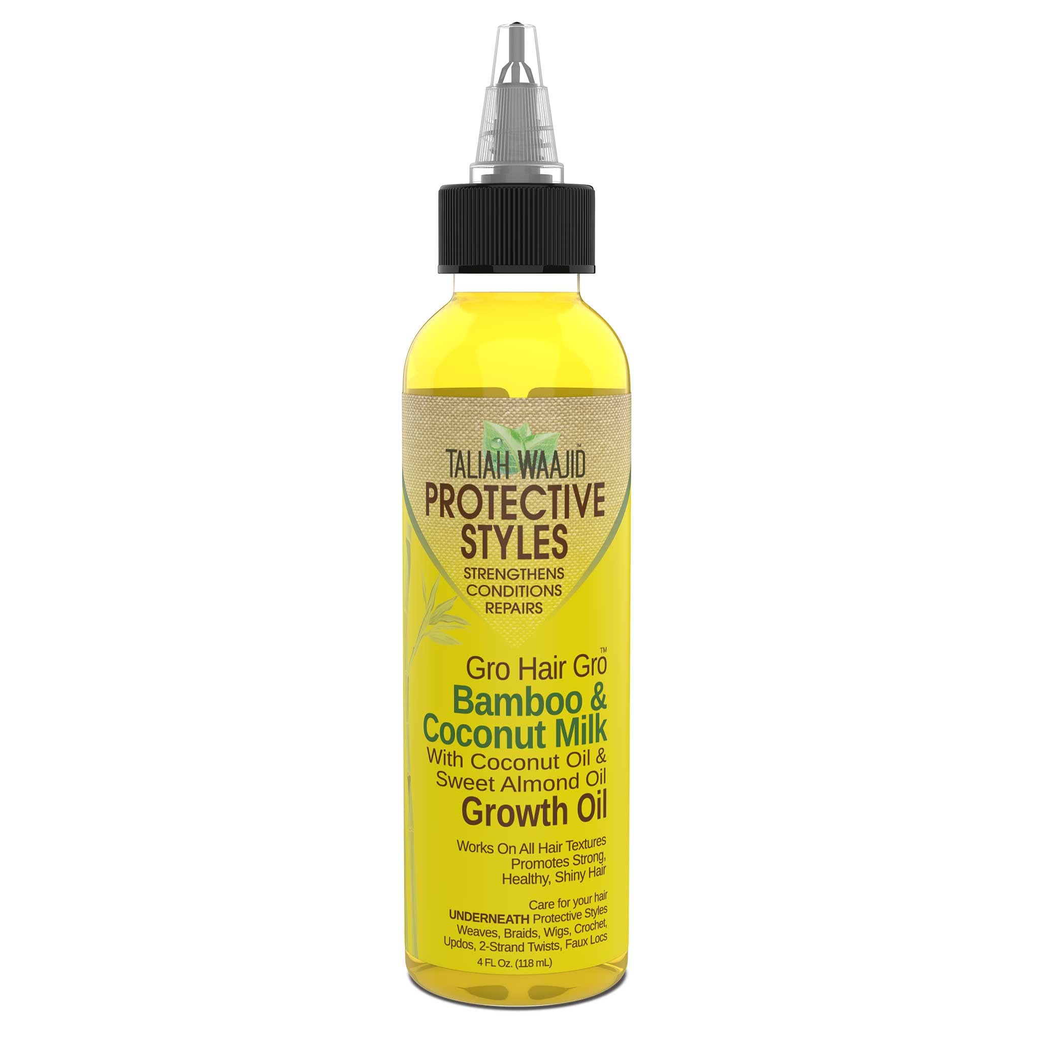 Taliah Waajid Hair Gro Bamboo Coconut Milk Oil bottle ready for lightweight scalp nourishment for growth support