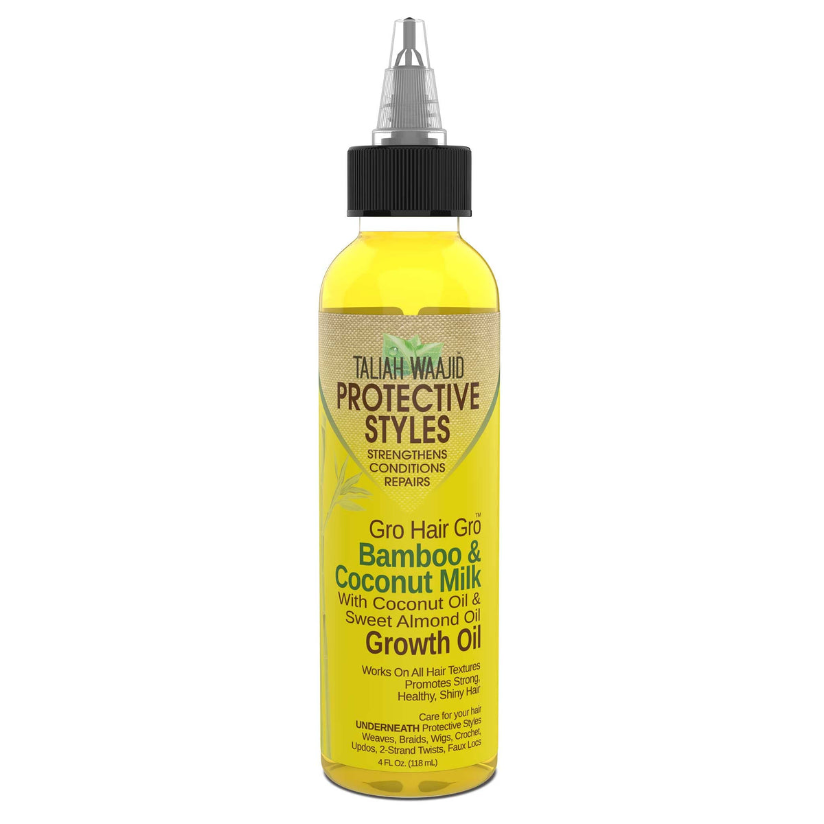 Taliah Waajid Hair Gro Bamboo Coconut Milk Oil bottle ready for lightweight scalp nourishment for growth support