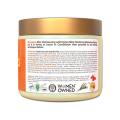Honey infusion detail bottle label highlights moisture-rich shine for locs