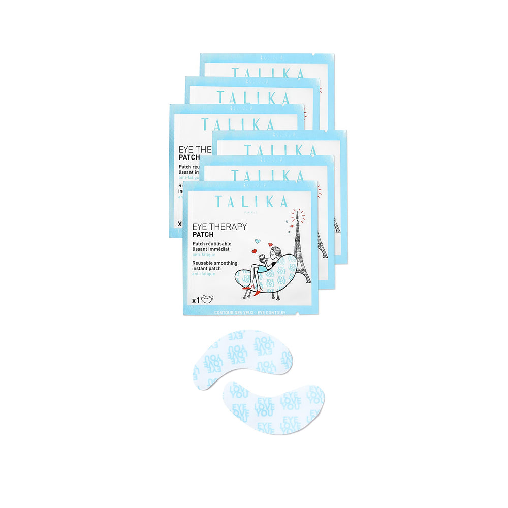 Talika Eye Therapy Patch benefits close-up highlights moisture and smoothing support.