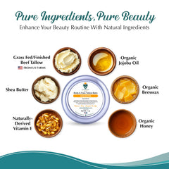 Tallowbourn honey beeswax texture detail emphasizes natural shine and barrier support.