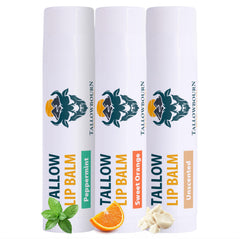 Tallowbourn orange lip balm close-up showing hydration for daily use.