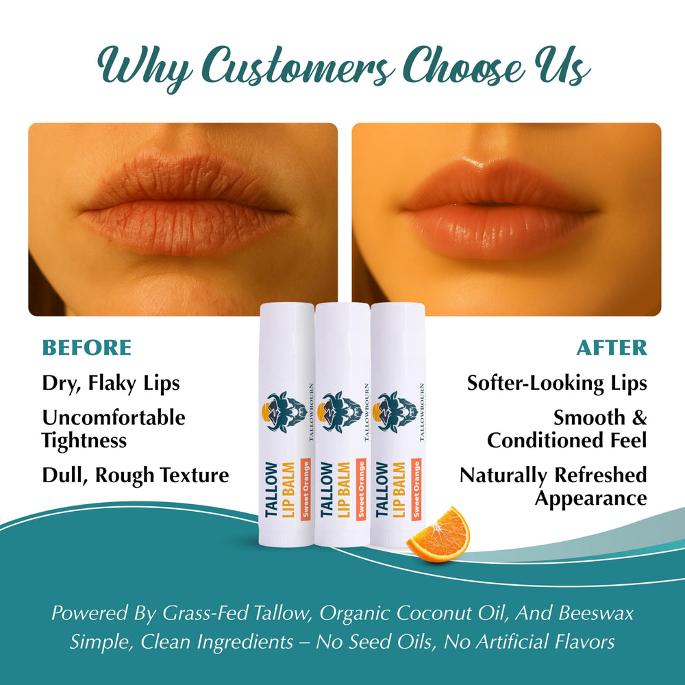 Tallowbourn organic coconut oil close-up signaling all-natural, gentle lip care.