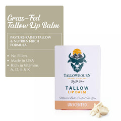 Tallowbourn organic coconut oil lip balm close-up showing clean ingredients.