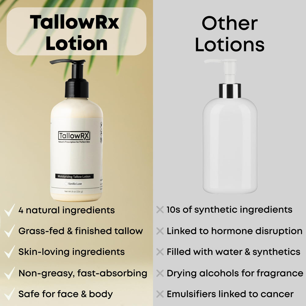 TALLOWRX arrowroot powder detail indicates gentle, skin-friendly formula
