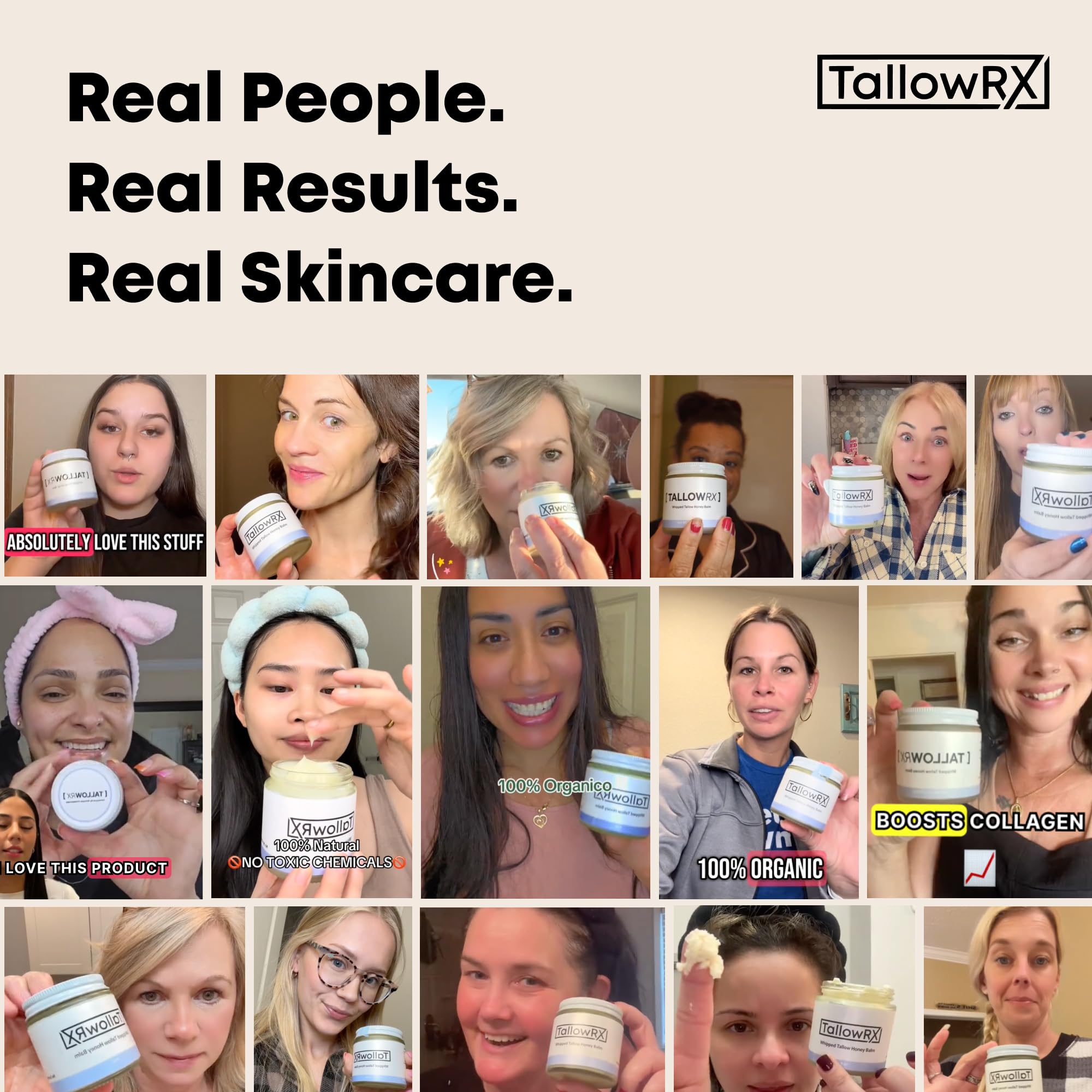 TALLOWRX close-up of cream being applied during morning skincare routine