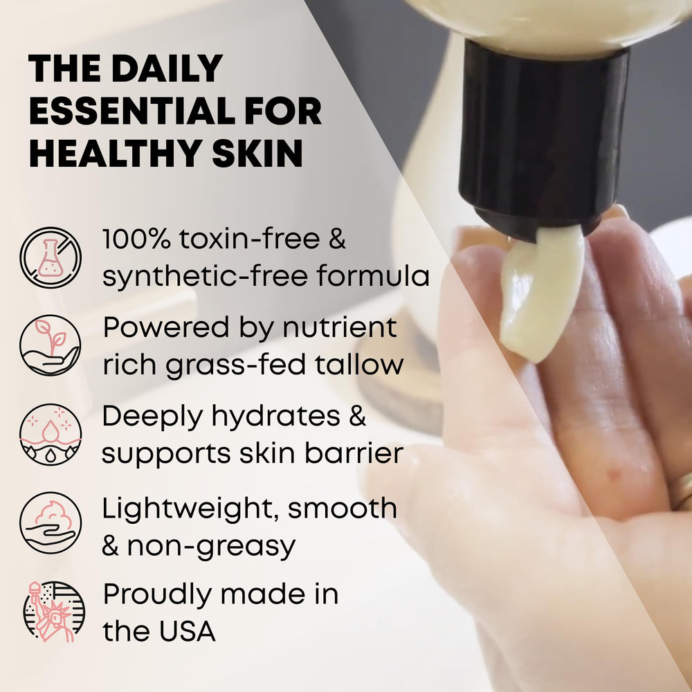TALLOWRX Tallow Body Lotion texture close-up showing fast-absorbing hydration