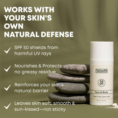 TallowRX SPF 50 face and body application demonstrates versatile use across skin areas.