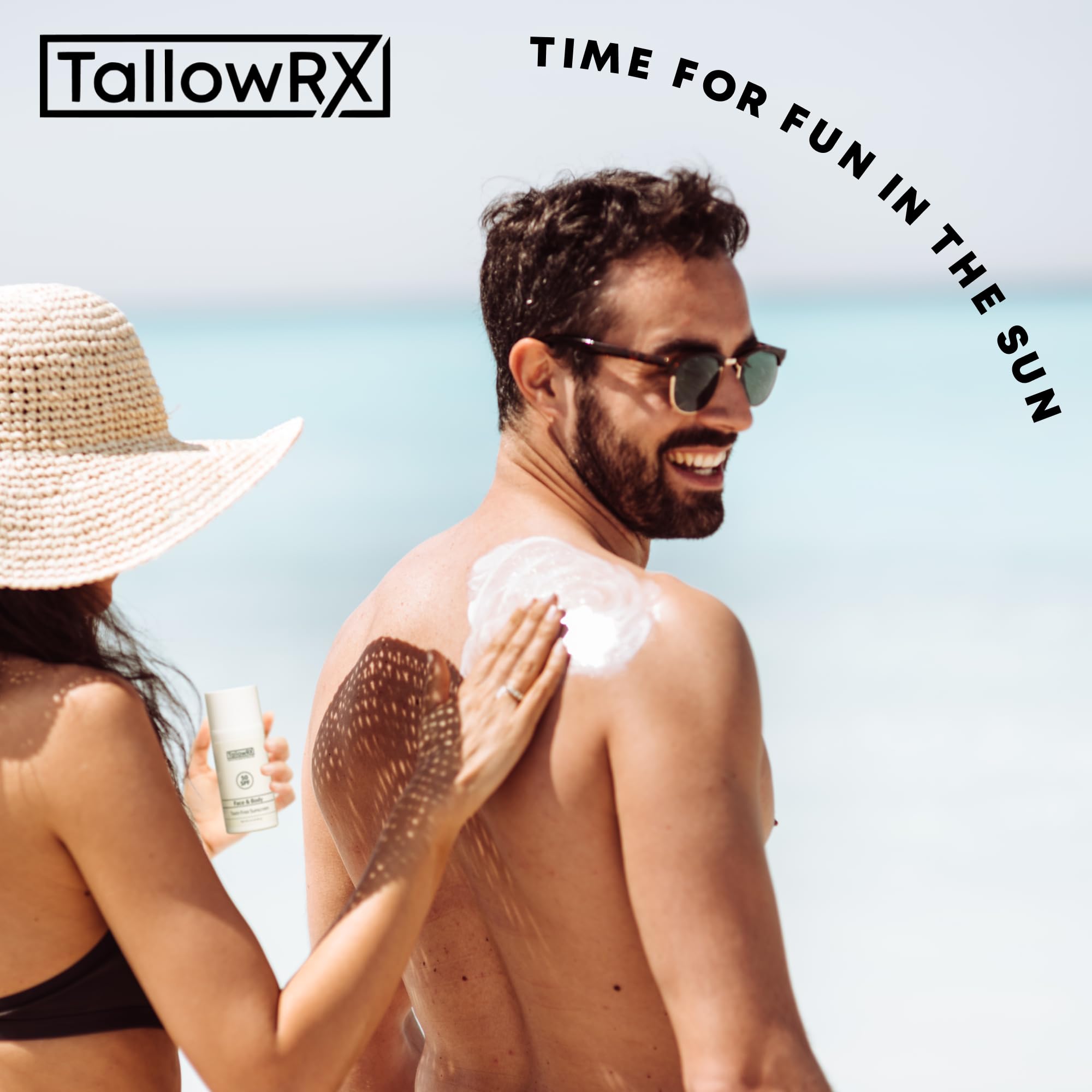 TallowRX SPF 50 red raspberry oil highlights nourishing antioxidants for sun-exposed skin.