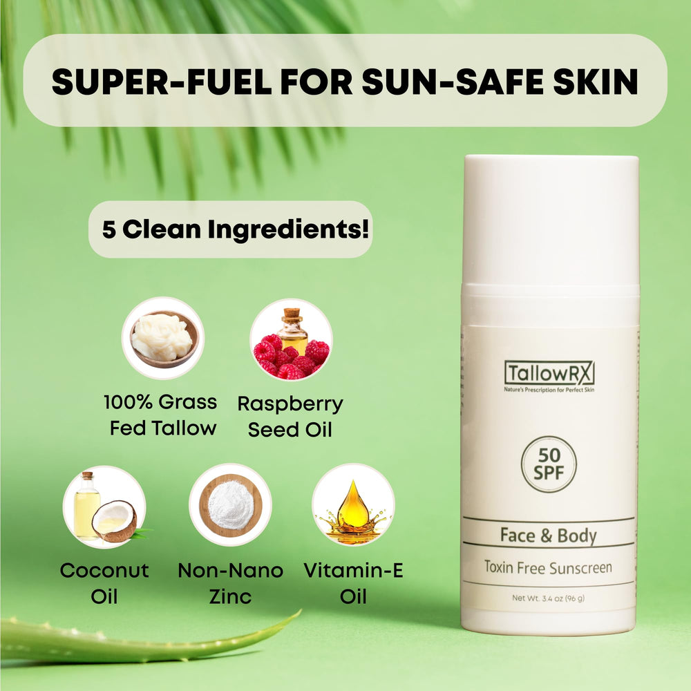 TallowRX SPF 50 vitamin E nourishment implies extra hydration during sun protection.