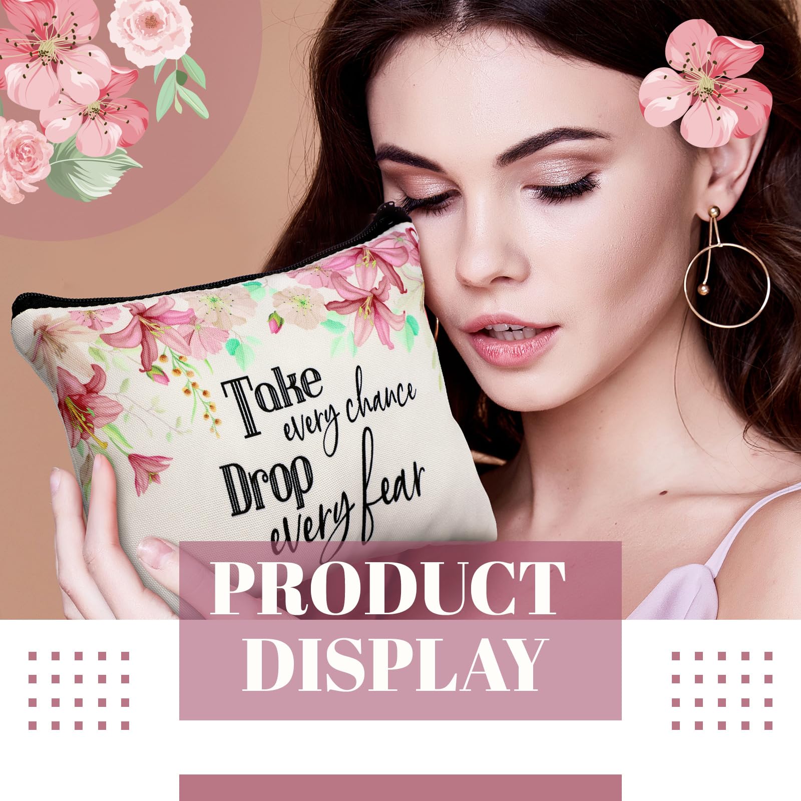 Talltalk canvas makeup pouch with bright flowers for daily use.