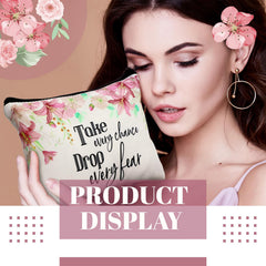 Talltalk canvas makeup pouch with bright flowers for daily use.