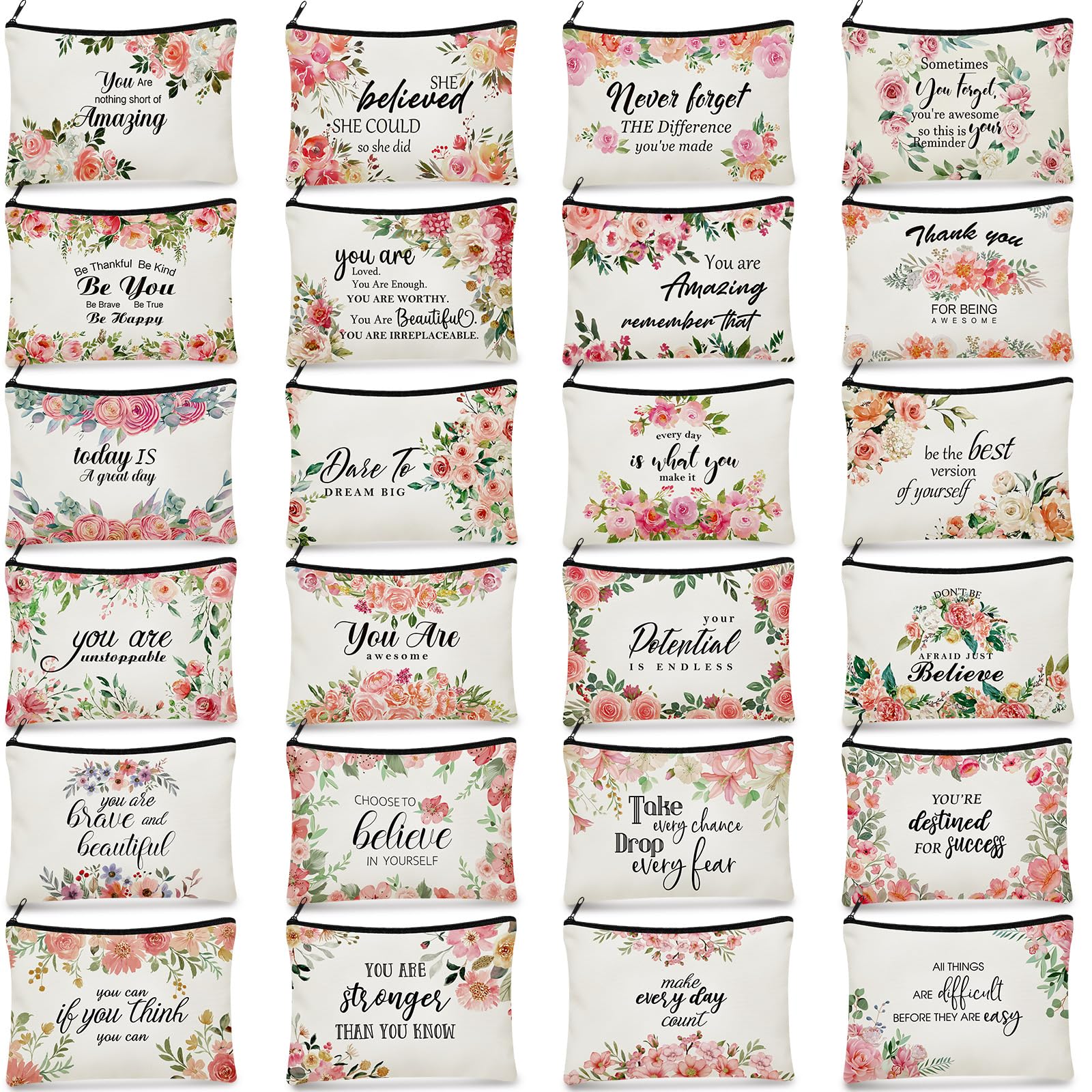 Talltalk pink flower pattern makeup bag for travel organization.