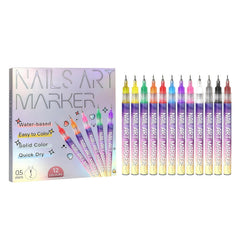 Talzpro 12-colors nail art pens set swatches show vibrant pigments for bold designs.