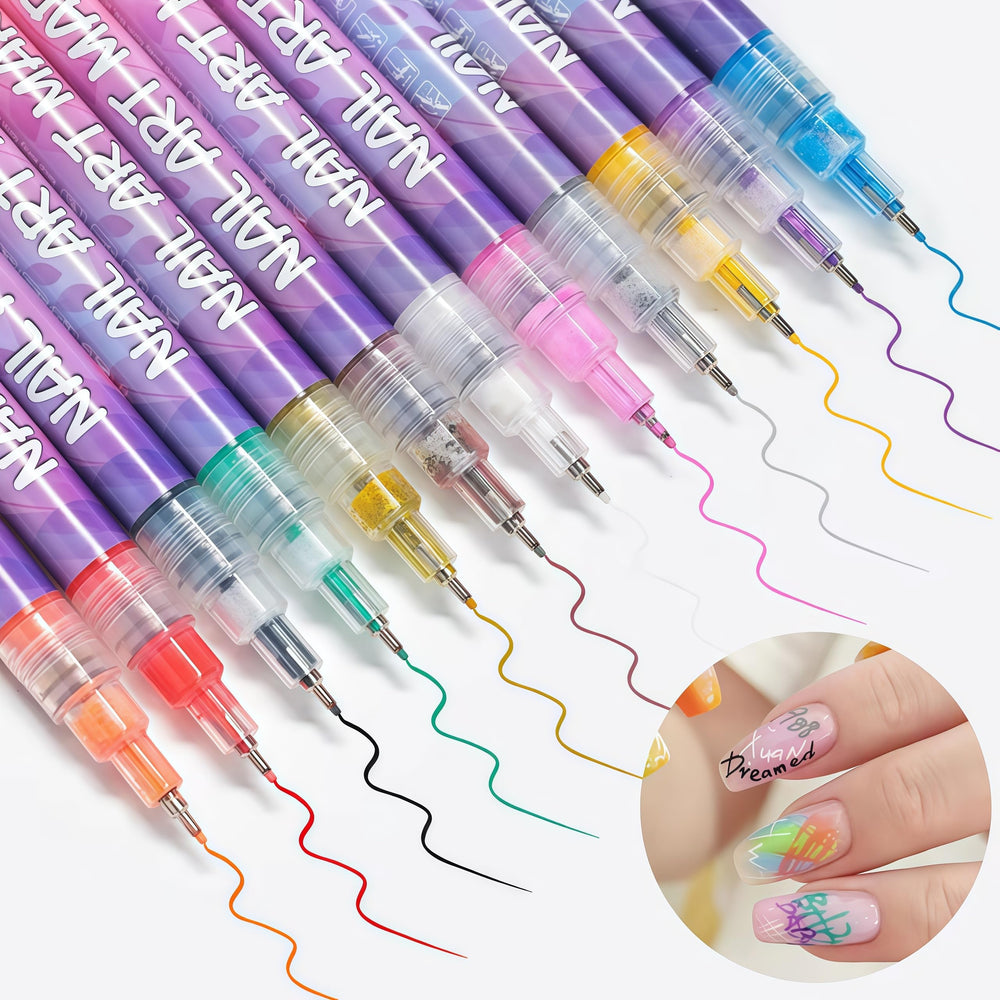 Talzpro fine-tip nail art pen detail highlights precise lines for intricate patterns.