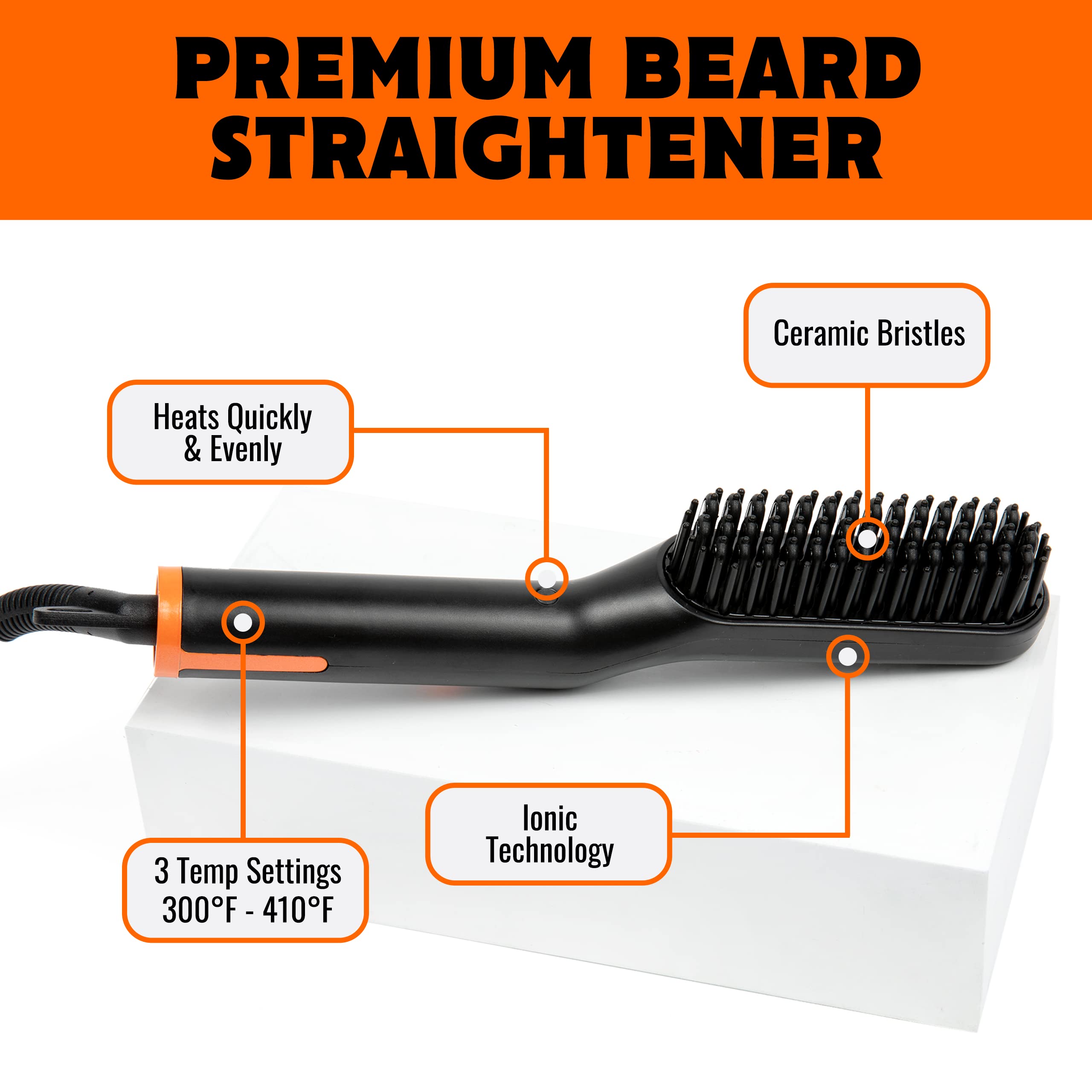 Tame The Wild Beard Brush Ceramic Bristles provide even heat and detangling