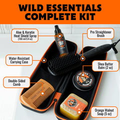 Tame The Wild Pro Beard Grooming Kit heated straightener showing control from 250°F to 450°F.