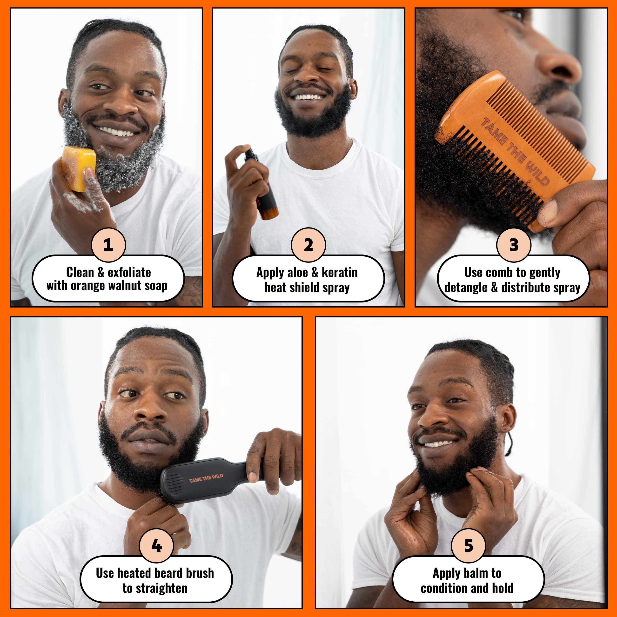 Tame The Wild Pro Beard Grooming Kit orange walnut soap exfoliates for a clean start.