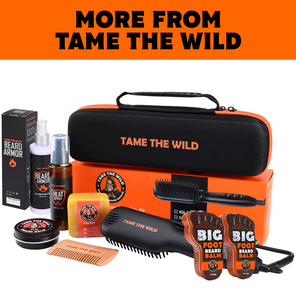 Tame The Wild Pro Beard Grooming Kit travel case keeps tools organized on trips.