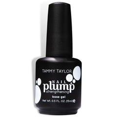 Tammy Taylor Plump bottle-front shows clear gel base coat for stronger nails and growth support