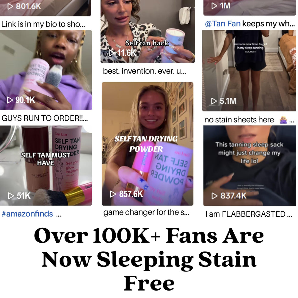 Tan Fan talc-free formula keeps skin breathable and transfer-proof.