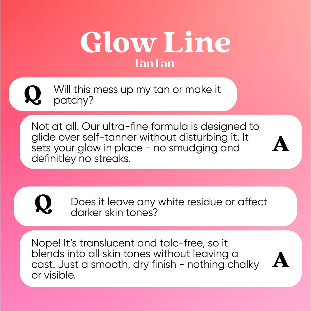 Tan Fan vegan, mica-free blend supports smooth, even tone.
