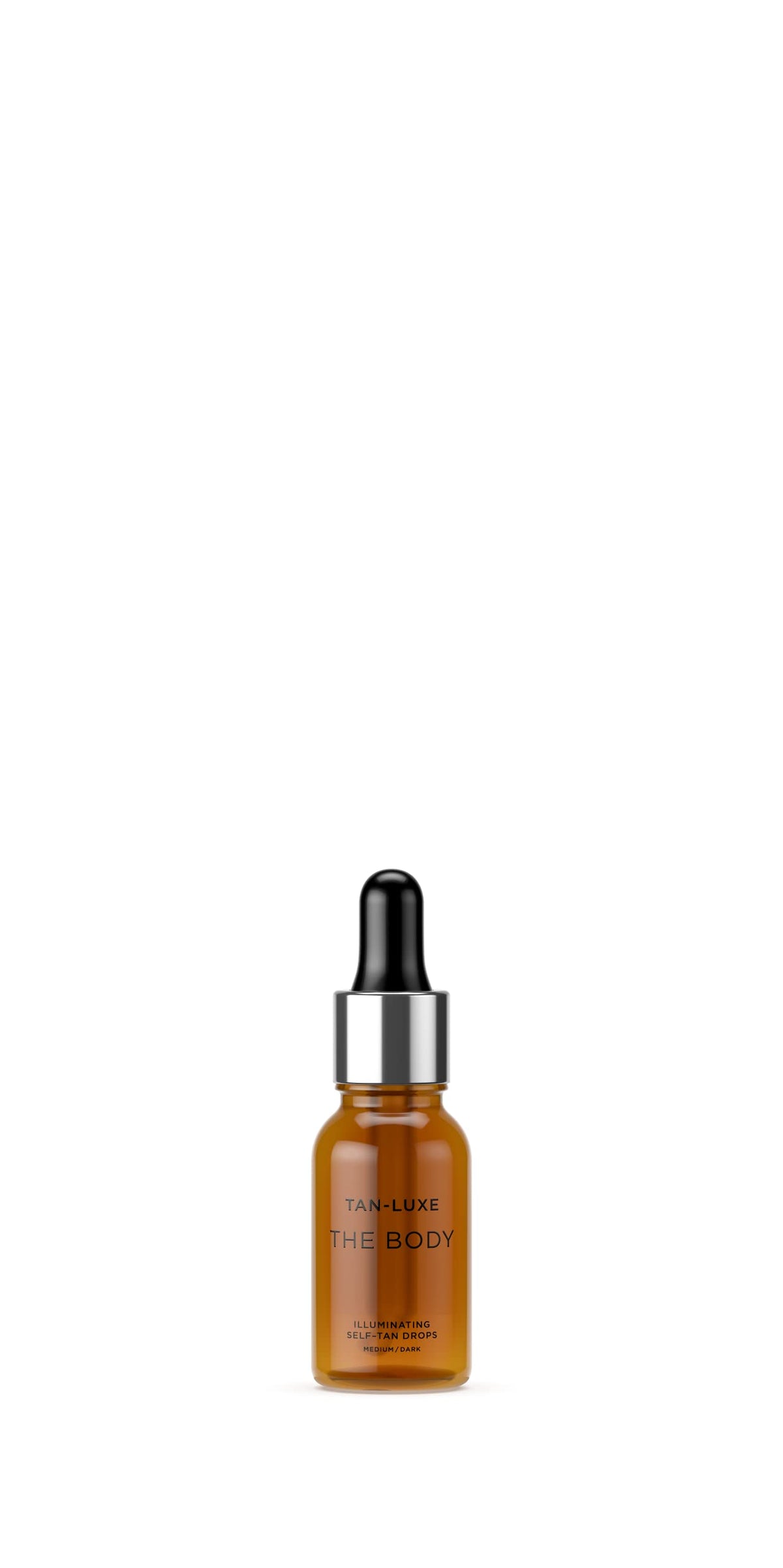 Tan-Luxe The Body Illuminating Drops bottle showcases customizable glow for your skin.