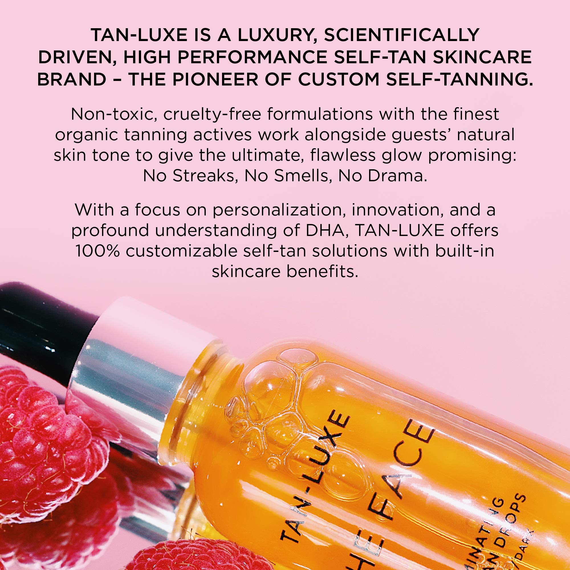 Vegan and cruelty-free label for Tan-Luxe The Body Illuminating Drops.